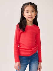 Red 1 Pack Long Sleeve Ribbed Top (3-16yrs) - Image 1 of 7