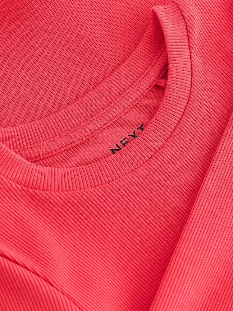 Red 1 Pack Long Sleeve Ribbed Top (3-16yrs) - Image 7 of 7