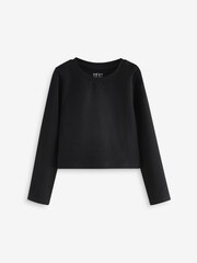 Black Long Sleeve Boxy Cropped T-Shirt (3-16yrs) - Image 2 of 5