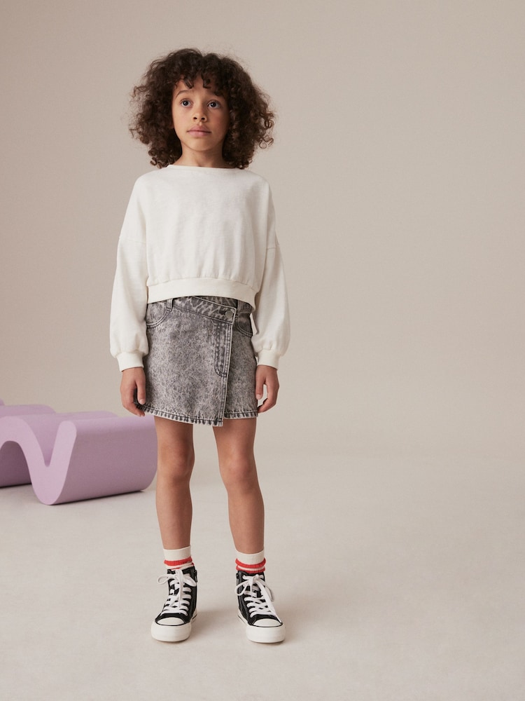 Ecru - Bedrucktes Sweatshirt aus 100 % Baumwolle, kastig, mit langen Ärmeln (3–16 J.) - Bild 1 von 6 Ecru - Bedrucktes Sweatshirt aus 100 % Baumwolle, kastig, mit langen Ärmeln (3–16 J.) - Bild 1 von 6