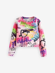 Purple Graffiti Long Sleeve Boxy Cropped T-Shirt (3-16yrs) - Image 5 of 7