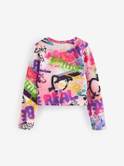 Purple Graffiti Long Sleeve Boxy Cropped T-Shirt (3-16yrs) - Image 6 of 7
