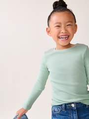Mint Green Long Sleeve Ribbed Top (3-16yrs) - Image 1 of 5