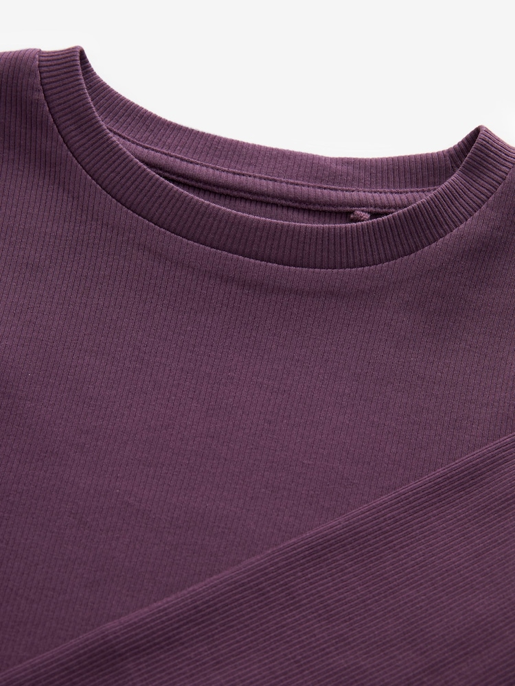 Purple 1 Pack Long Sleeve Ribbed Top (3-16yrs) - Image 6 of 6 Purple 1 Pack Long Sleeve Ribbed Top (3-16yrs) - Image 6 of 6