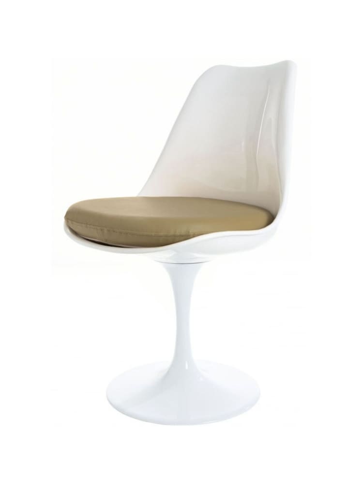 Fusion Living Set of 2 Taupe Tulip Dining Chairs with PU Cushions - Image 2 of 5 Fusion Living Set of 2 Taupe Tulip Dining Chairs with PU Cushions - Image 2 of 5