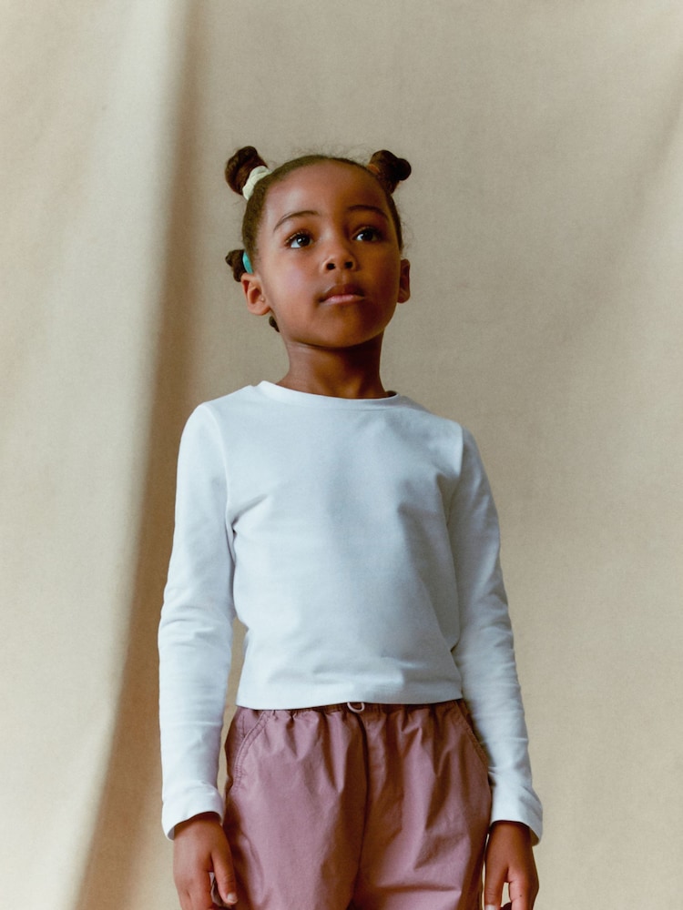 White Long Sleeve Boxy Cropped T-Shirt (3-16yrs) - Image 1 of 1