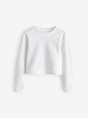 White Long Sleeve Boxy Cropped T-Shirt (3-16yrs) - Image 4 of 6
