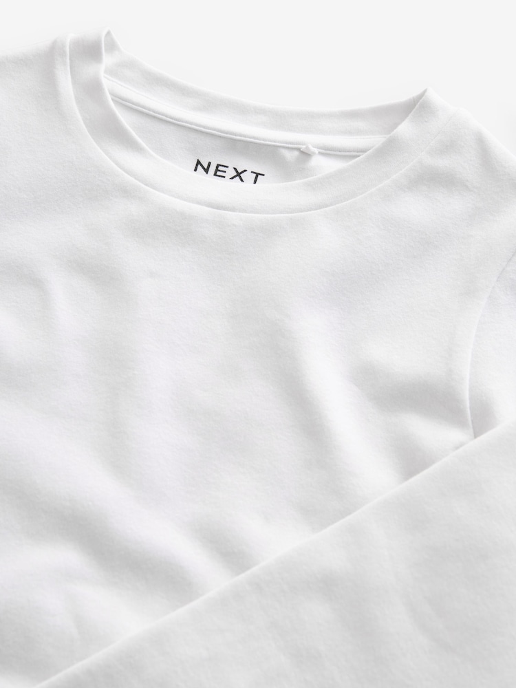 White Long Sleeve Boxy Cropped T-Shirt (3-16yrs) - Image 6 of 6 White Long Sleeve Boxy Cropped T-Shirt (3-16yrs) - Image 6 of 6