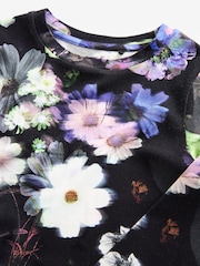Black Floral Long Sleeve Boxy Cropped T-Shirt (3-16yrs) - Image 7 of 7