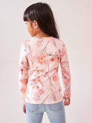 Pink Floral 1 Pack Long Sleeve Ribbed Top (3-16yrs) - Image 3 of 7