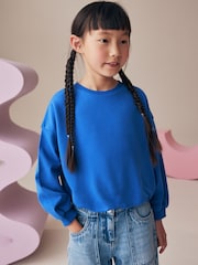 Blue Boxy Bubble 100% Cotton Hem Sweatshirt (3-16yrs) - Image 1 of 7