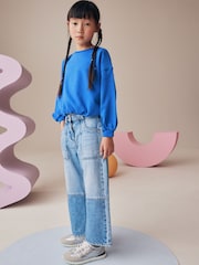 Blue Boxy Bubble 100% Cotton Hem Sweatshirt (3-16yrs) - Image 2 of 7