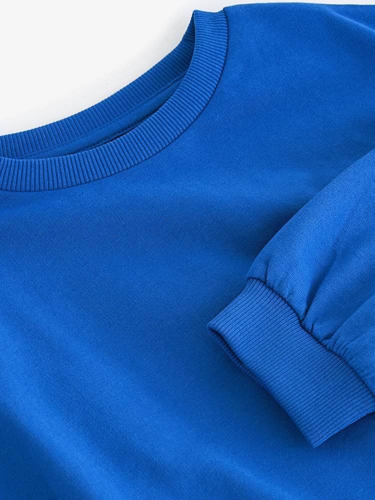 Blue Boxy Bubble 100% Cotton Hem Sweatshirt (3-16yrs) - Image 7 of 7