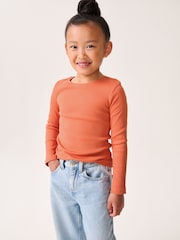 Orange 1 Pack Long Sleeve Ribbed Top (3-16yrs) - Image 1 of 7