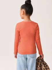 Orange 1 Pack Long Sleeve Ribbed Top (3-16yrs) - Image 3 of 7