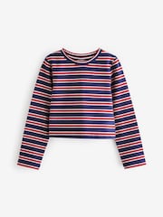 Red/Blue Long Sleeve Boxy Cropped T-Shirt (3-16yrs) - Image 5 of 7