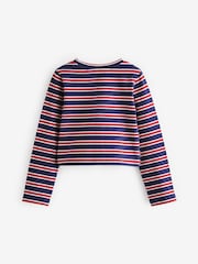 Red/Blue Long Sleeve Boxy Cropped T-Shirt (3-16yrs) - Image 6 of 7