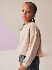 Neutral Boxy Bubble 100% Cotton Hem Sweatshirt (3-16yrs) - Image 1 of 7
