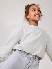 Grey Boxy Bubble 100% Cotton Hem Sweatshirt (3-16yrs) - Image 1 of 7