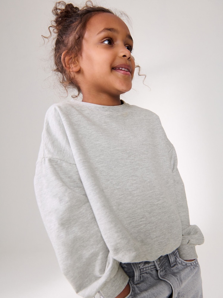 Grey Boxy Bubble 100% Cotton Hem Sweatshirt (3-16yrs) - Image 2 of 7