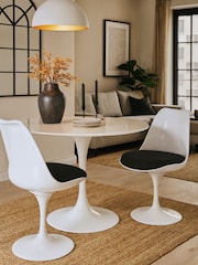 Fusion Living Set of 2 Charcoal Grey Tulip Dining Chairs with Bouclé Cushions - Image 1 of 5