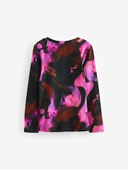 Pink Tie Dye Long Sleeve Ribbed Top (3-16yrs) - Image 5 of 6
