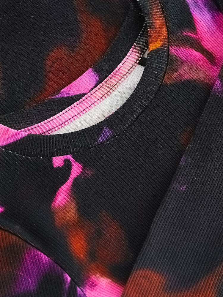 Pink Tie Dye Long Sleeve Ribbed Top (3-16yrs) - Image 6 of 6