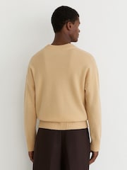 Reiss Macaroon Yellow Alberz Wool-Cashmere V-Neck Jumper - Image 6 of 7
