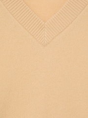 Reiss Macaroon Yellow Alberz Wool-Cashmere V-Neck Jumper - Image 7 of 7