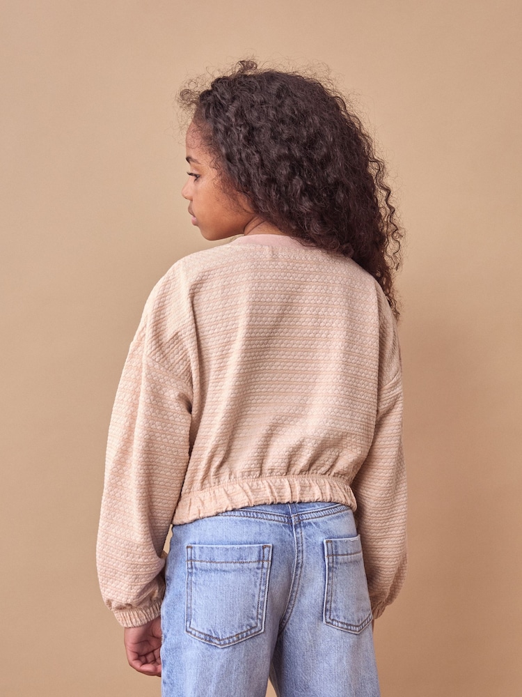 Pink Textured Ruche Hem Long Sleeve T-Shirt (3-16yrs) - Image 2 of 2
