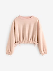 Pink Textured Ruche Hem Long Sleeve T-Shirt (3-16yrs) - Image 3 of 6