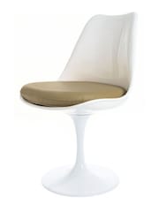 Fusion Living Taupe White Tulip Dining Chair with PU Cushion - Image 2 of 5