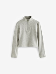 Grey Boxy Zip High Neck Rib Top (3-16yrs) - Image 4 of 6