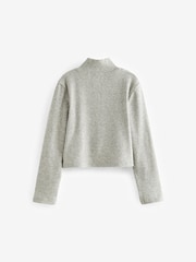 Grey Boxy Zip High Neck Rib Top (3-16yrs) - Image 5 of 6