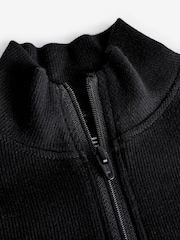 Black Boxy Zip High Neck Rib Top (3-16yrs) - Image 9 of 9