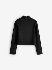 Black Boxy Zip High Neck Rib Top (3-16yrs) - Image 8 of 9