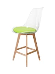 Fusion Living Green Soho Clear Plastic Bar Stool with Light Wood Legs - Image 2 of 5