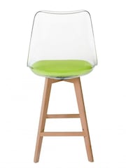 Fusion Living Green Soho Clear Plastic Bar Stool with Light Wood Legs - Image 3 of 5