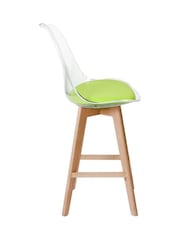 Fusion Living Green Soho Clear Plastic Bar Stool with Light Wood Legs - Image 5 of 5