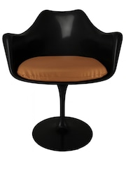 Fusion Living Set of 2 Tan Tulip Armchairs with PU Cushions - Image 2 of 4