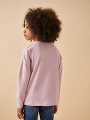 Pink 100% Cotton Sequin Heart Long Sleeve T-Shirt (3-16yrs) - Image 4 of 8