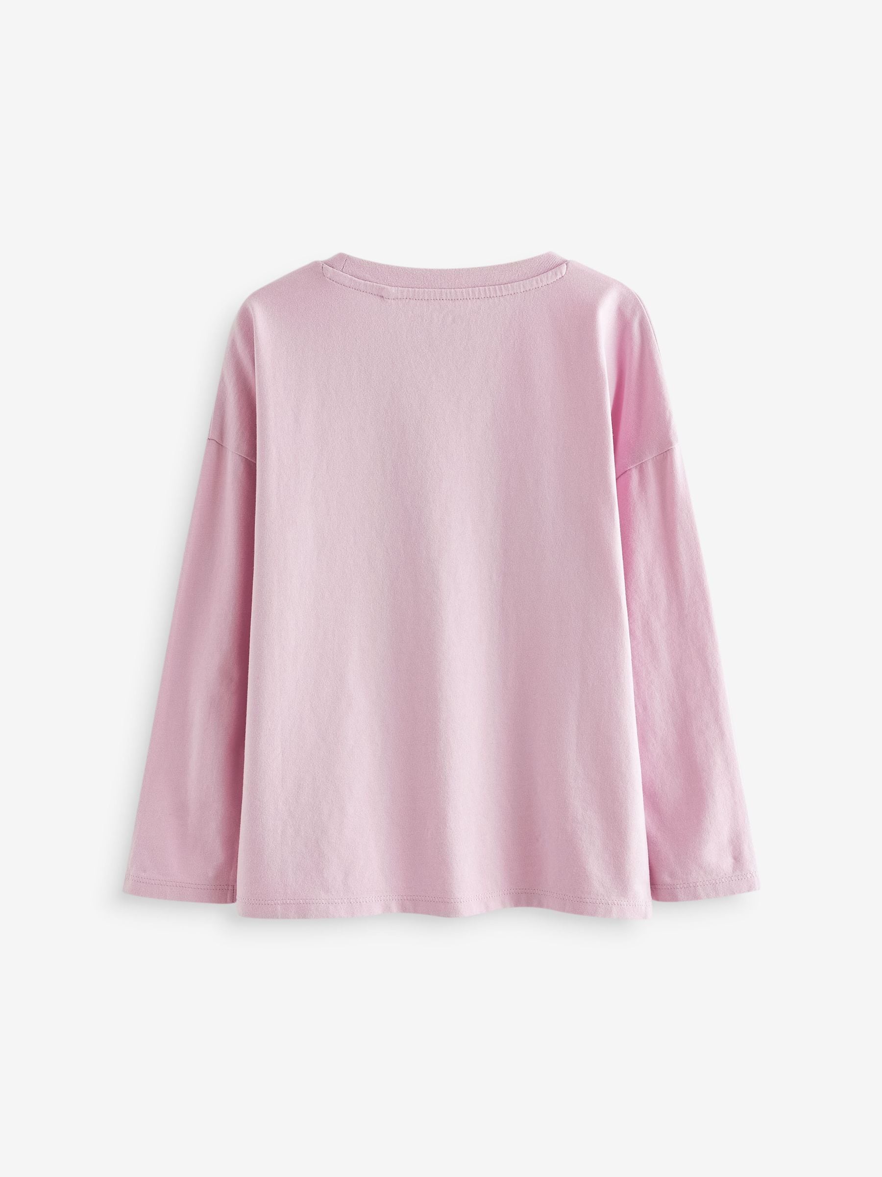 Buy Pink 100% Cotton Sequin Heart Long Sleeve T-Shirt (3