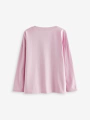 Pink 100% Cotton Sequin Heart Long Sleeve T-Shirt (3-16yrs) - Image 7 of 8