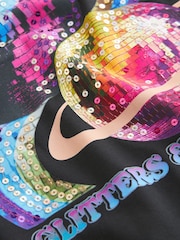 Black 100% Cotton Sequin Glitterball Graphic T-Shirt (3-16yrs) - Image 7 of 7