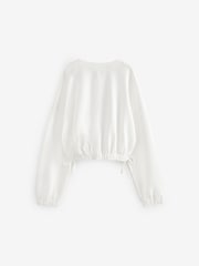 White Textured Ruche Hem Long Sleeve T-Shirt (3-16yrs) - Image 5 of 7
