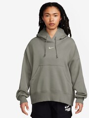 Nike Khaki Green Phoenix Fleece Over-Oversized Mini Swoosh Pullover Hoodie - Image 1 of 3