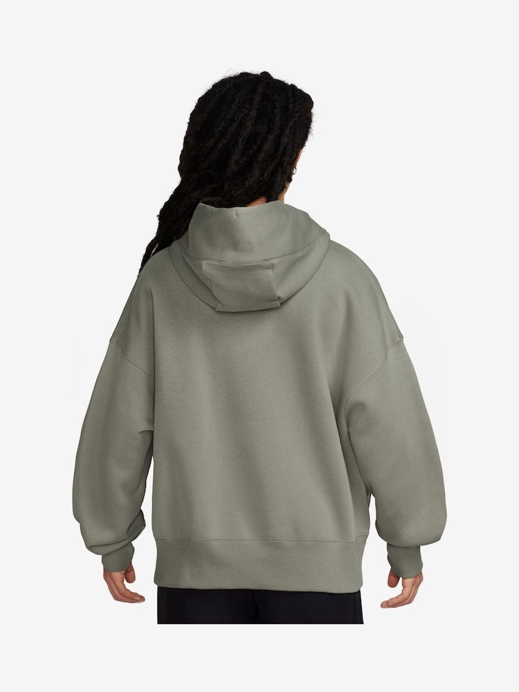Nike Khaki Green Phoenix Fleece Over-Oversized Mini Swoosh Pullover Hoodie - Image 2 of 3