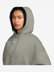 Nike Khaki Green Phoenix Fleece Over-Oversized Mini Swoosh Pullover Hoodie - Image 3 of 3