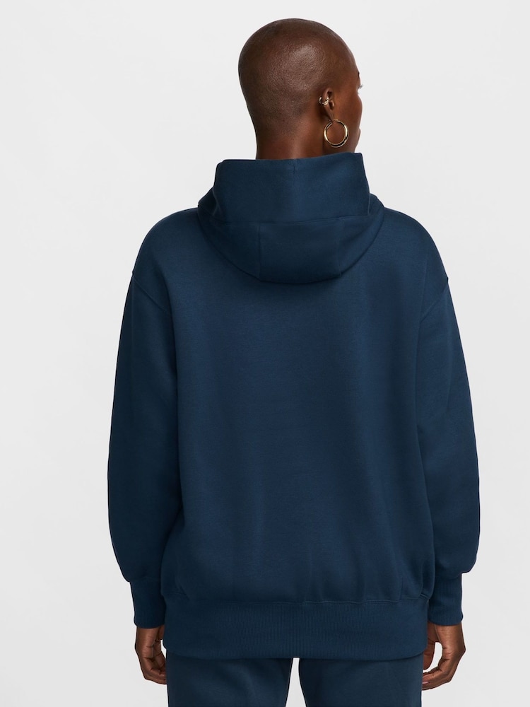 Nike Navy Oversized Sportswear Phoenix Fleece Mini Swoosh Pullover Hoodie - Image 2 of 9