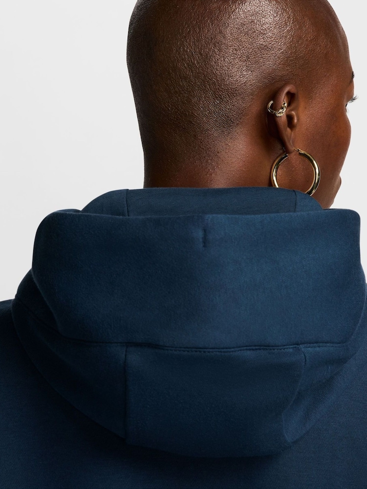 Nike Navy Oversized Sportswear Phoenix Fleece Mini Swoosh Pullover Hoodie - Image 6 of 9